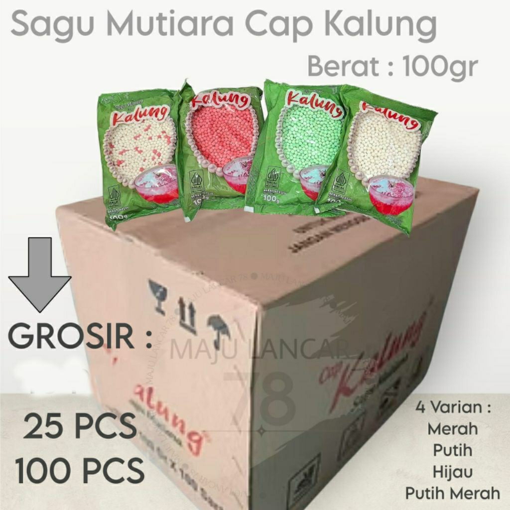 GROSIR SAGU MUTIARA MERK KALUNG 100gr / SAGU MUTIARA PUTIH / SAGU MUTIARA MERAH / SAGU MUTIARA PUTIH