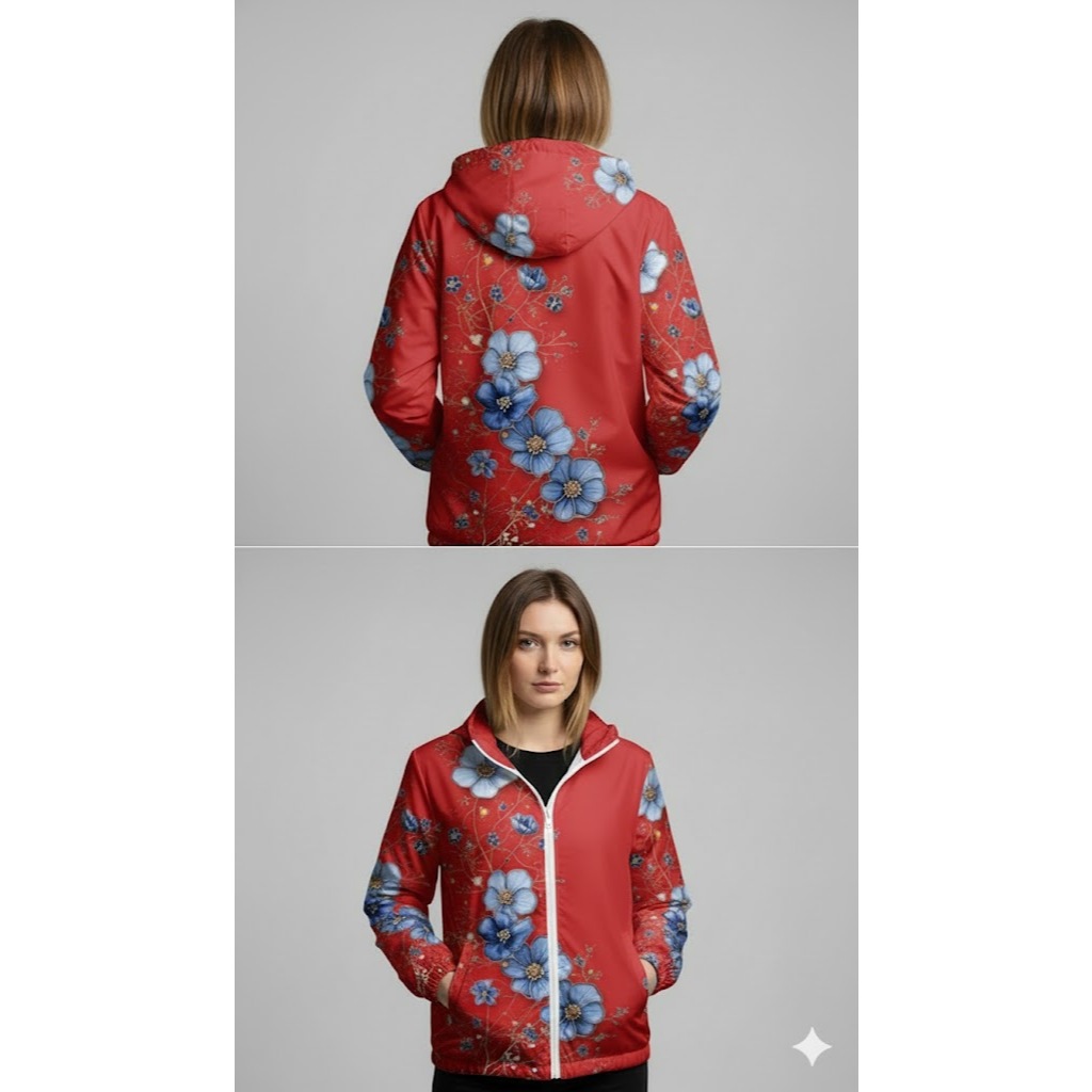 JAKET PARASUT MOTIF BUNGA LUCU terbaru Jaket Parasut Jumbo Wanita pria Printing