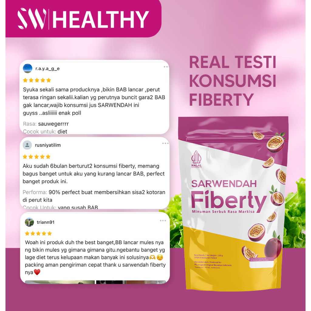 [ Fiberty 150 gr Markisa ] Fiberty Dietox & Healthy by Sarwendah Lancarin Pencernaan / Sembelit
