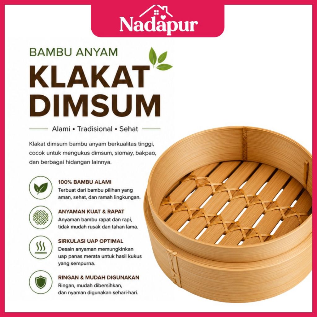 Klakat Dimsum Bambu 13cm 15cm Kukusan Bambu Tradisional Steamer Dimsum Anyaman Bambu Kukusan Siomay 