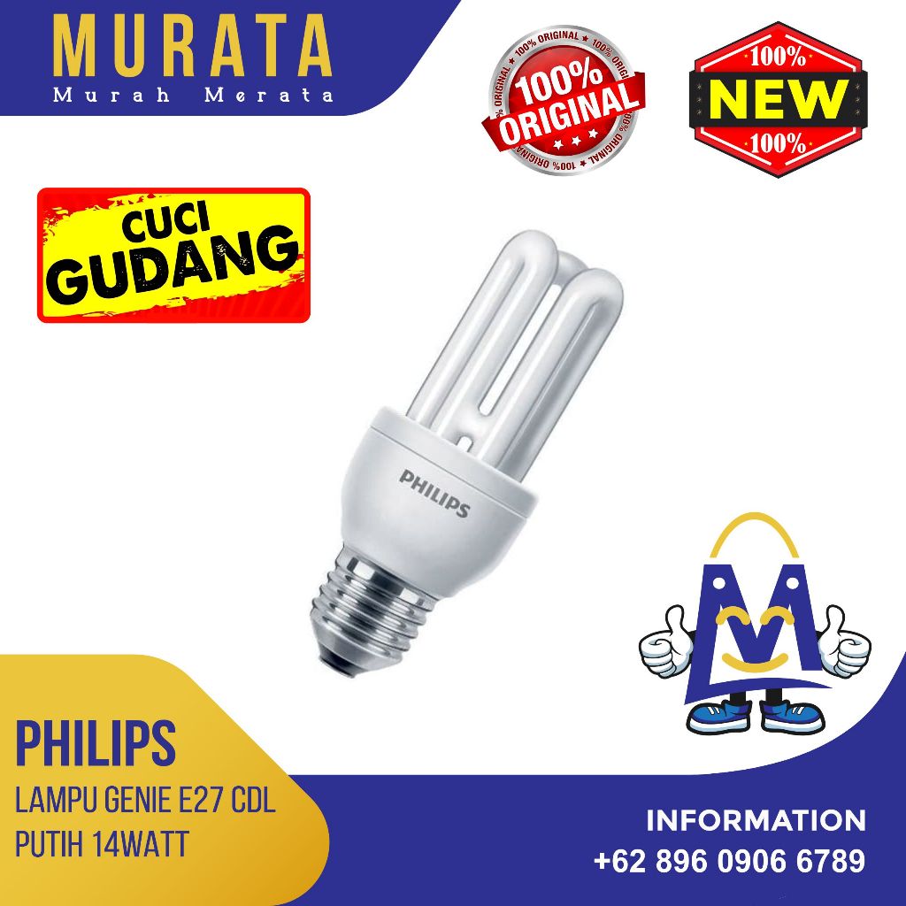 Philips - Genie Lampu Bohlam  E 27 / E27 14 Watt 14 W White / Putih