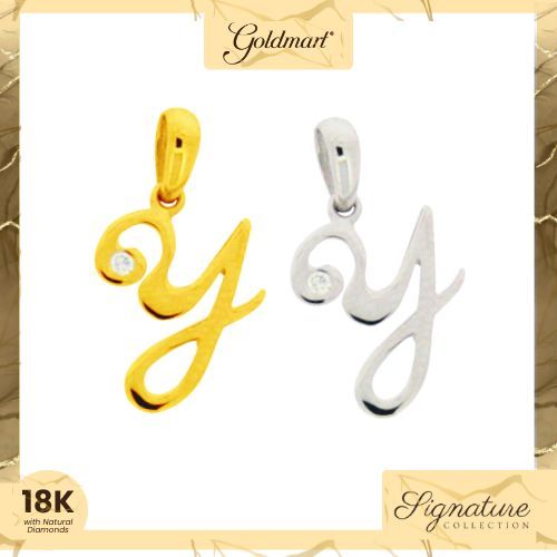 GOLDMART Liontin Emas Berlian Charmora Alphabet - Huruf Y (Kuning/Putih) TP 0440