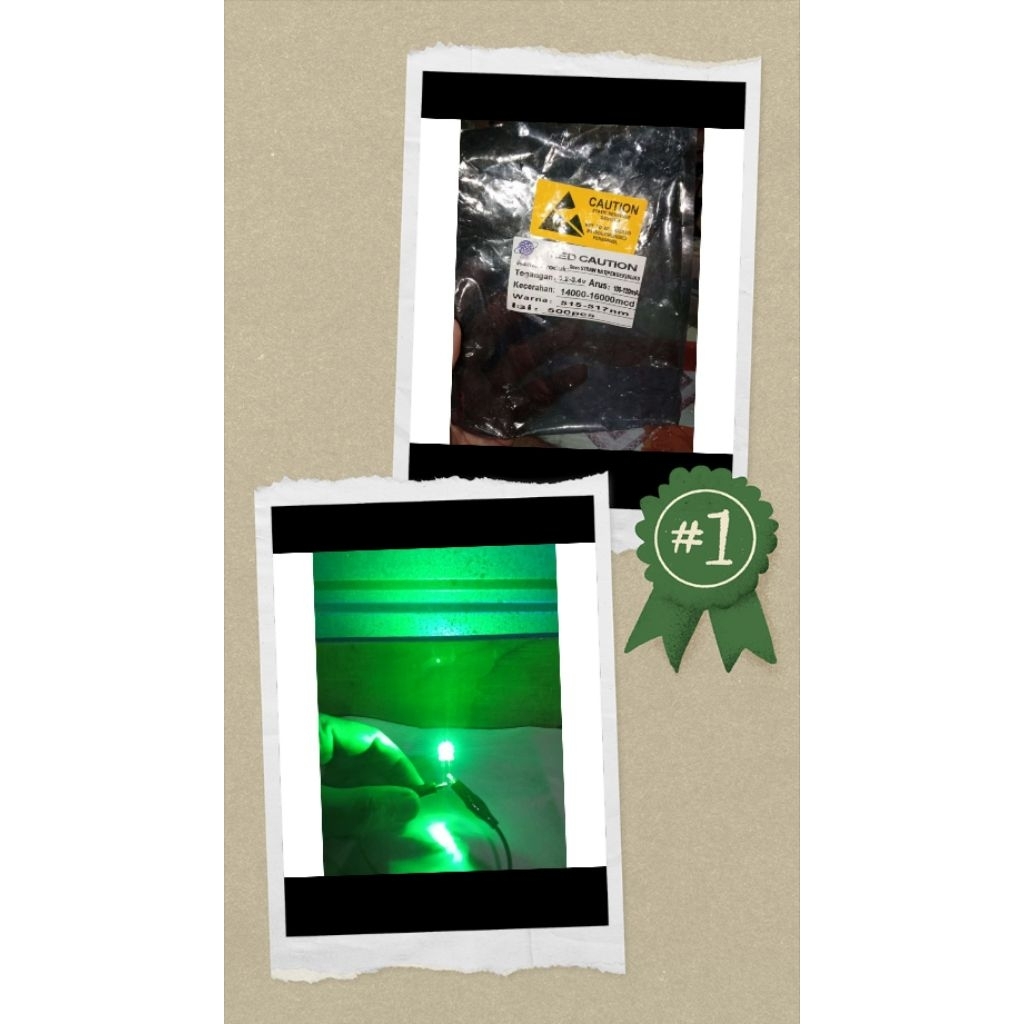 Led 8mm Strawhat, Warna Hijau