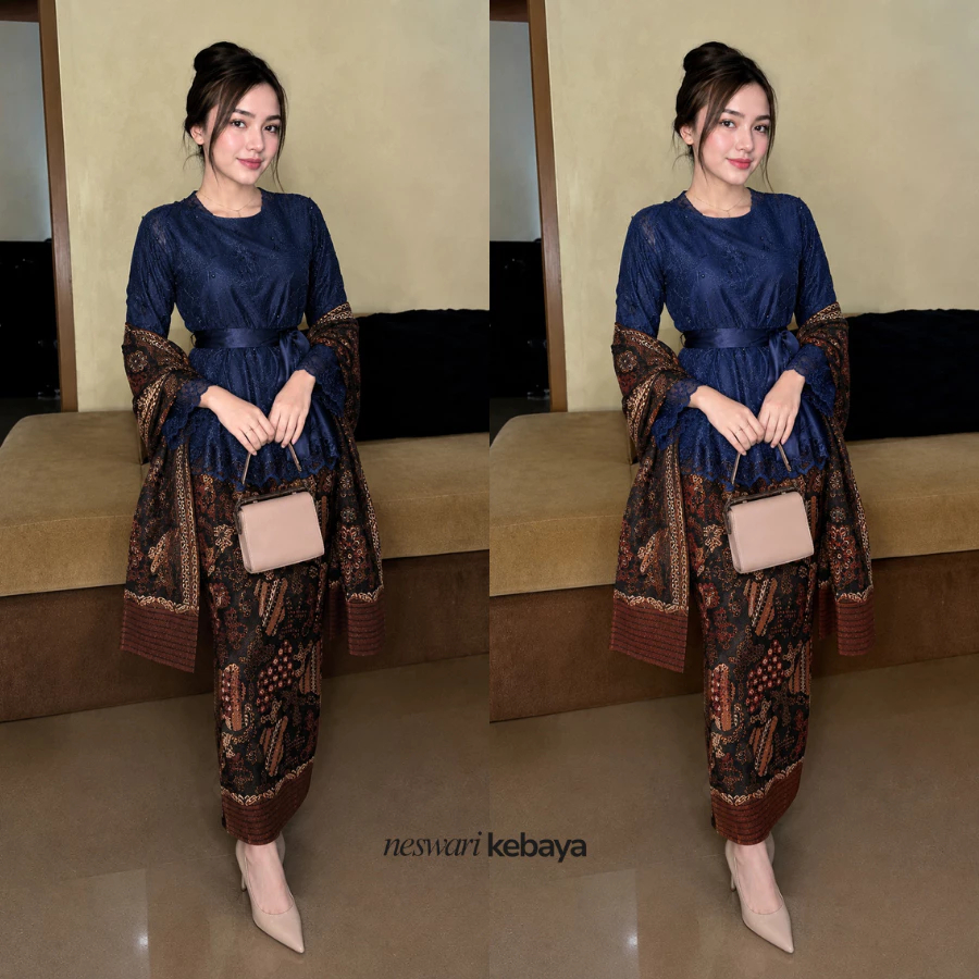 Alisha Set Kebaya Tunangan Brokat Model Batik Keluarga Sarimbit Batik Premium Kondangan