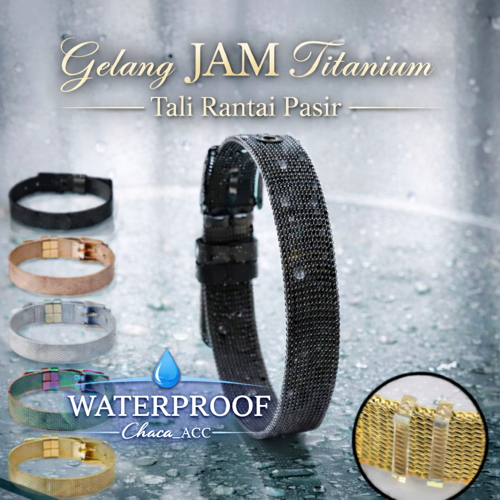 Gelang Rantai Jam Tangan Titanium Tali Pasir | Gelang TITANIUM Pria Wanita model rantai jam terlaris