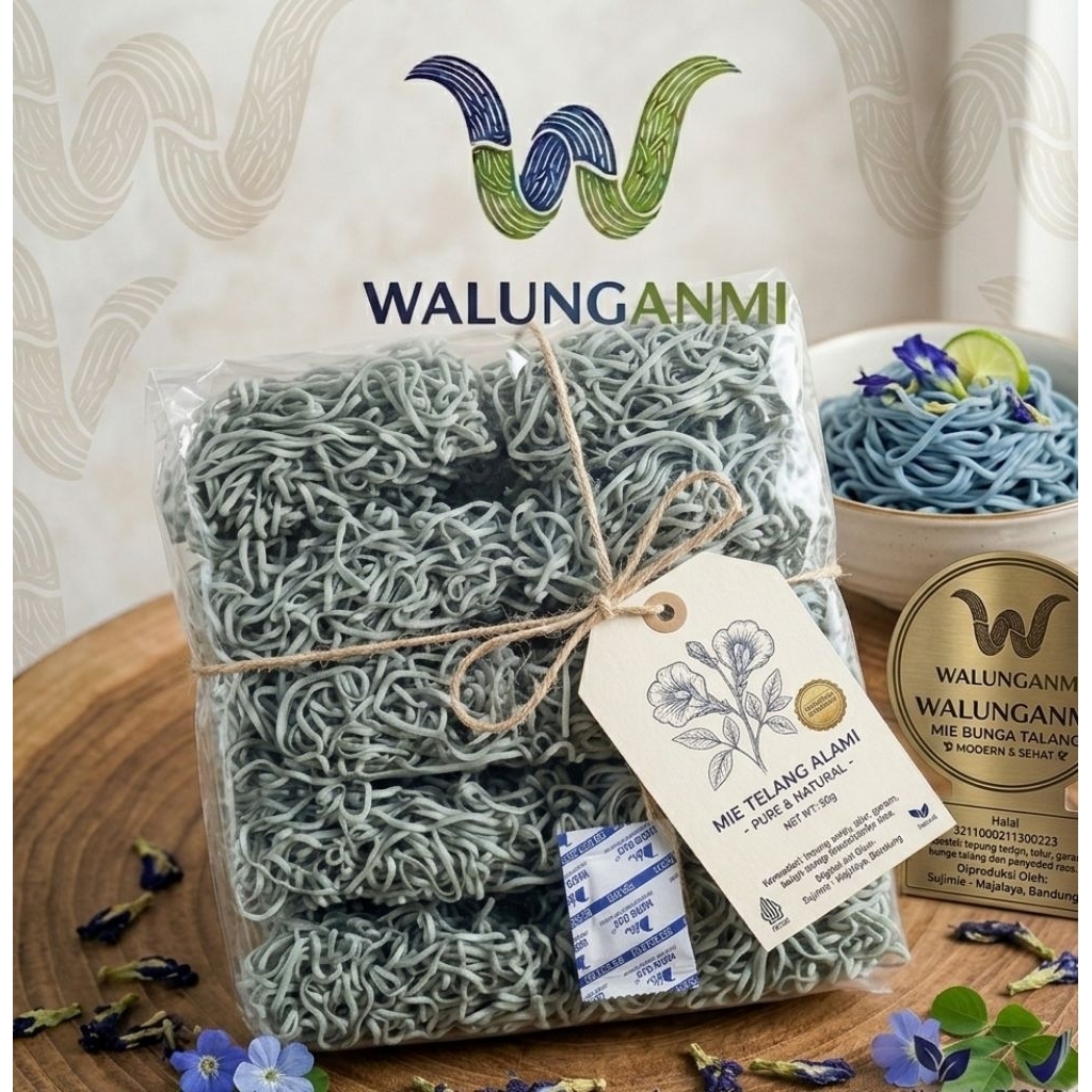 Mie Kering Bunga Telang Premium – Mi Sehat Alami Kaya Antioksidan (Organik & Tanpa Pengawet 10 pcs)