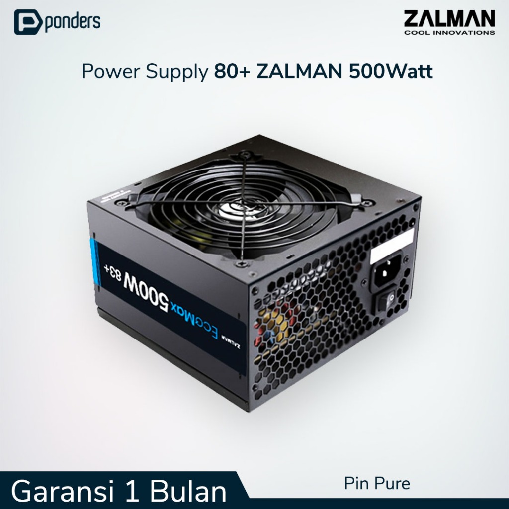 PSU 500 Watt 80+ / PowerSupply 500Watt 80+ Merk ZALMAN Pin Pure