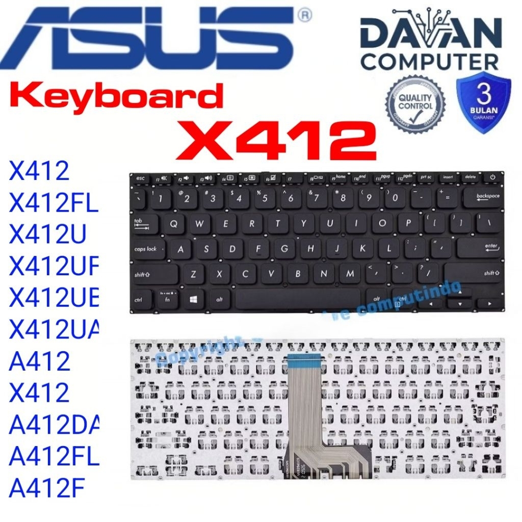 Keyboar ASUS Vivobook 14 X412 X412FL X412U X412UF X412UB X412UA A412 X412 A412DA A412FL A412F|| No B