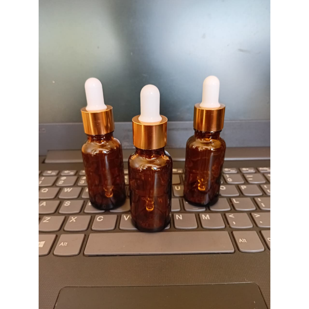 Botol pipet kaca 20ml putih emas coklat / botol serum 20 ml amber