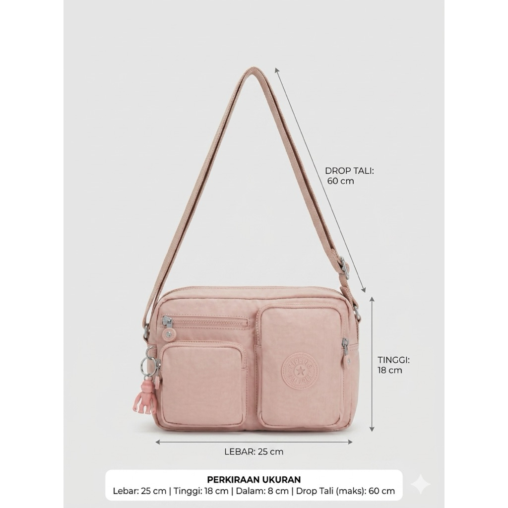 tas slempang wanita kipling original bergaransi 100%