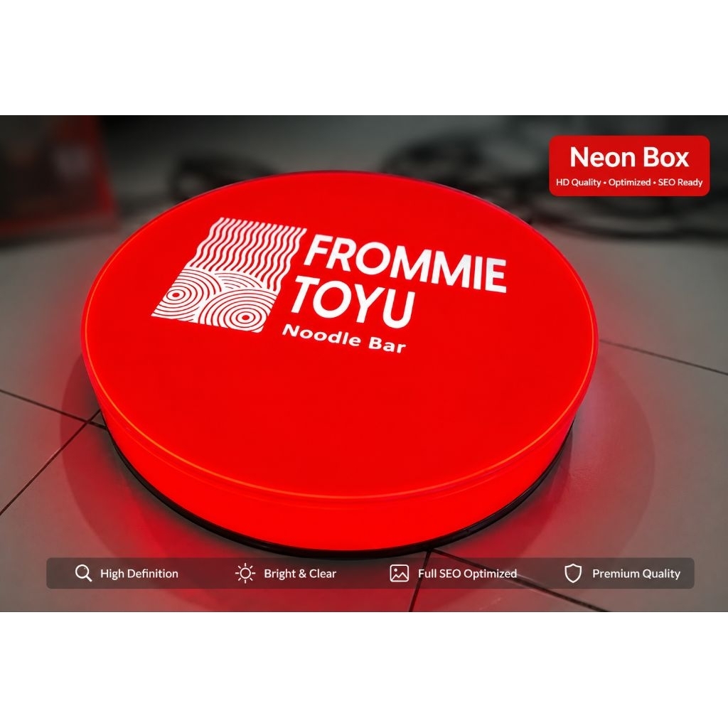 Neon Box Bulat Custom Akrilik 1 Sisi satu Sisi Lampu Papan Nama Toko Cafe penerangan lampu led
