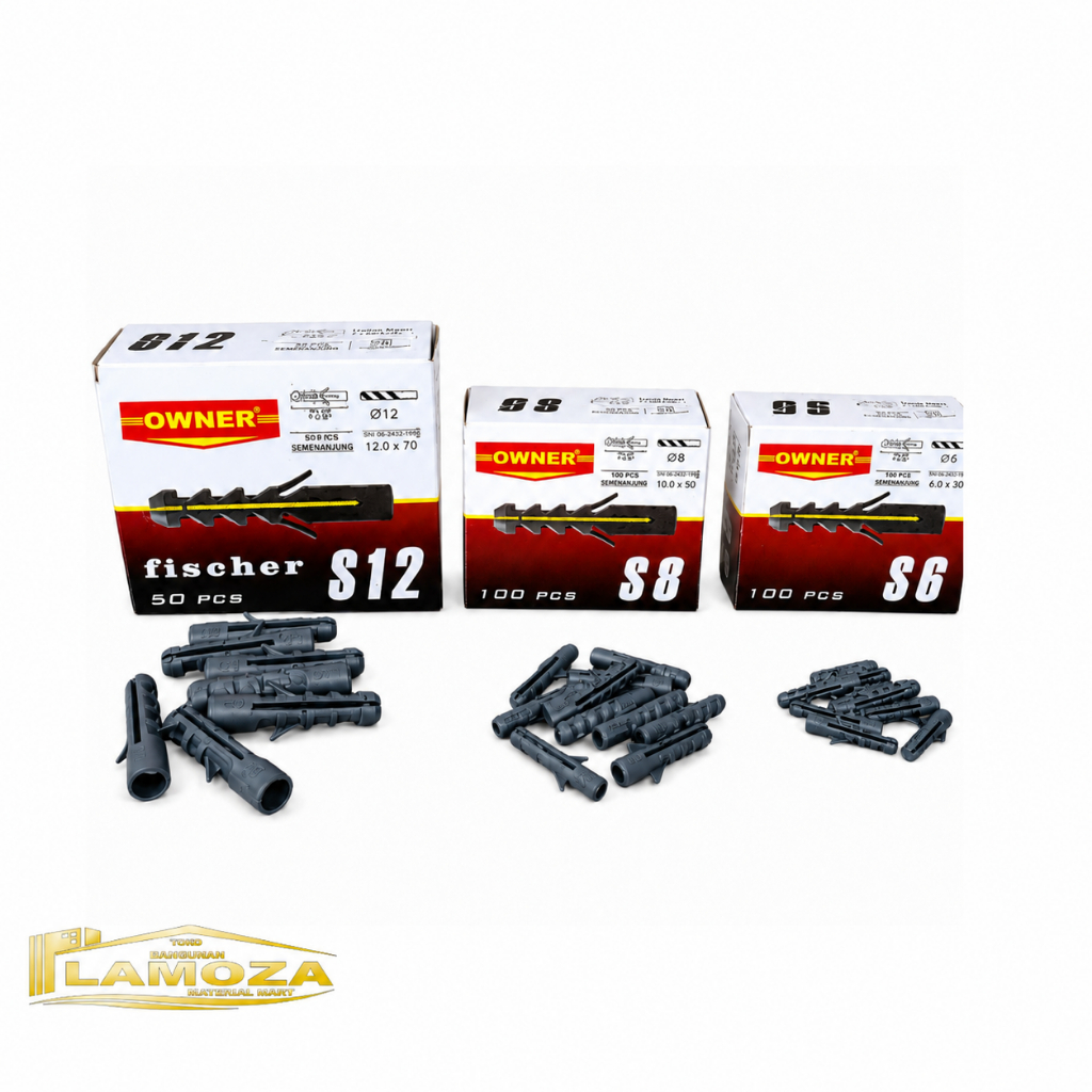 Pengencang Sekrup Viser Fisher Plastik Kuat Lentur S6 S8 S12