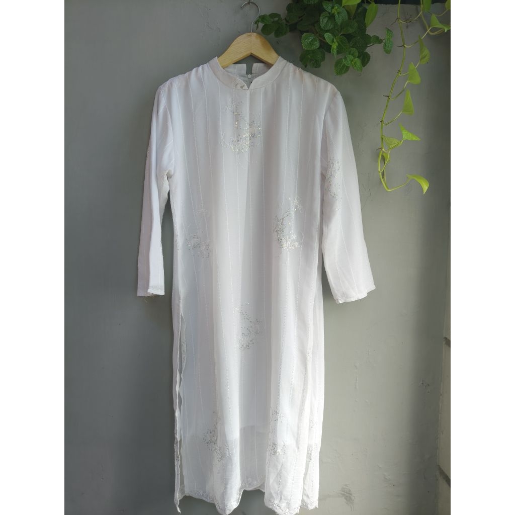 Long Tunik Bordir Putih
