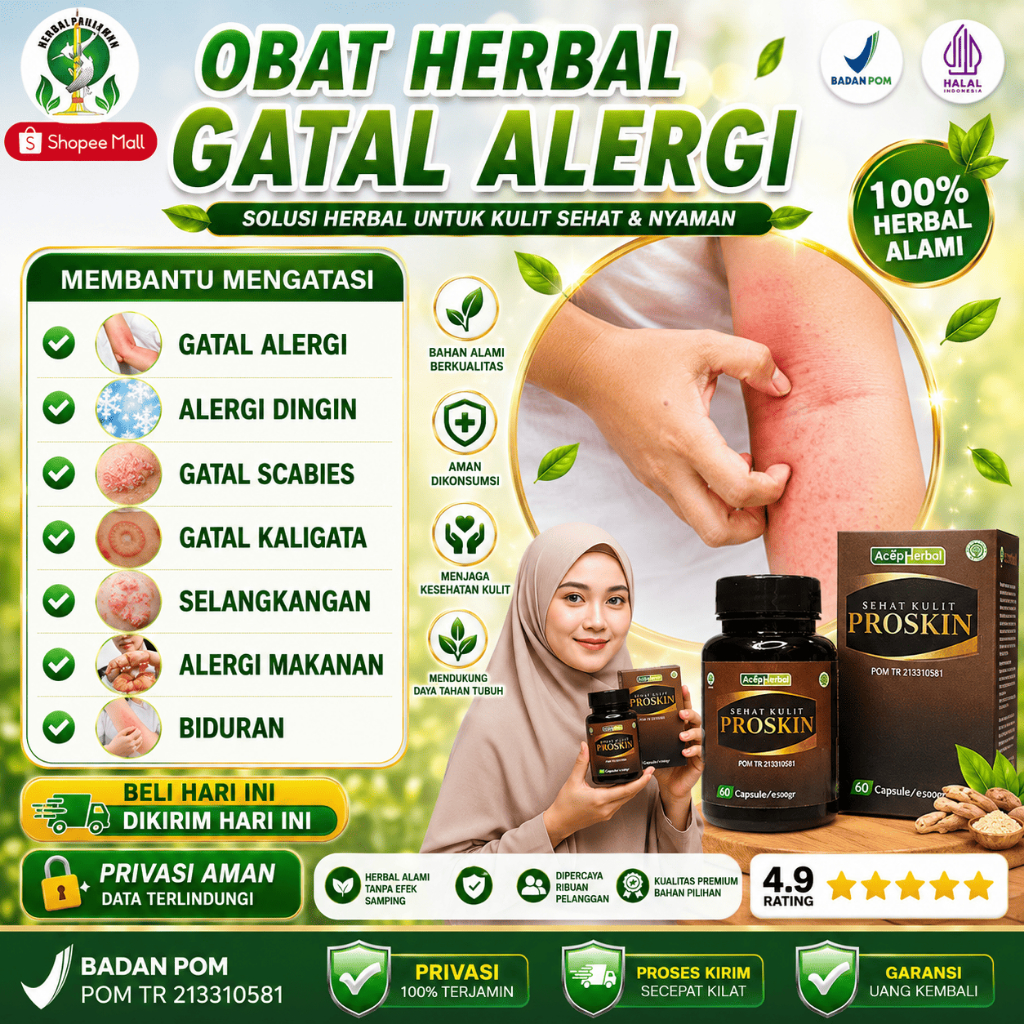 Obat Herbal Gatal Alergi Kulit, Alergi Dingin, Alergi Cuaca, Alergi Makanan, Alergi Obat, Alergi Deb