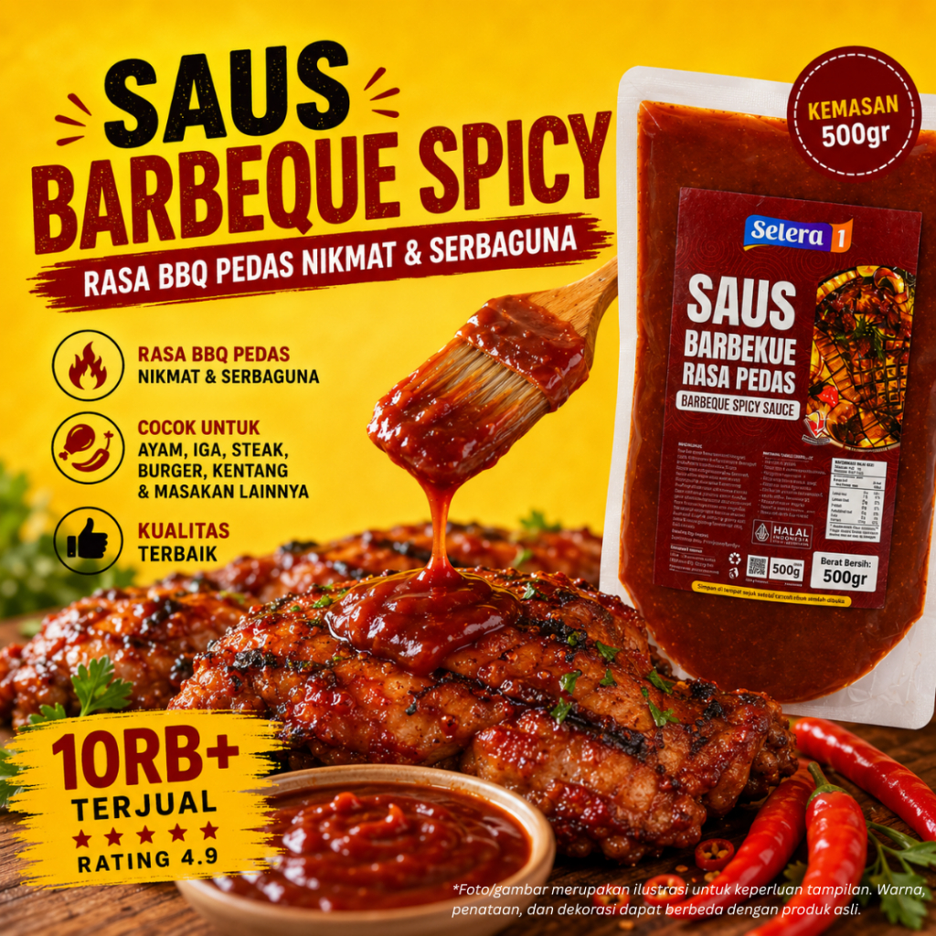 Barbeque Spicy Sauce - Saus Pedas BBQ Selerafood 500 gr/pack