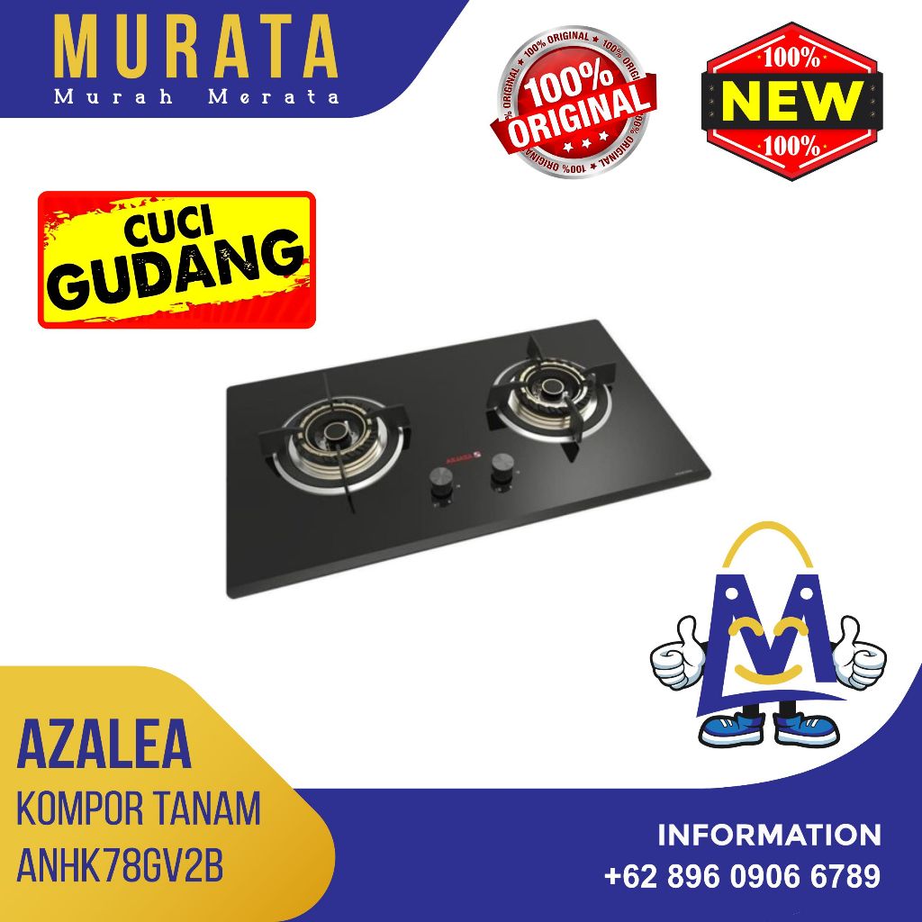 Azalea - Kompor Tanam / Built In Cooker Gas Glass Hob Anhk78gv2b 2 Tungku