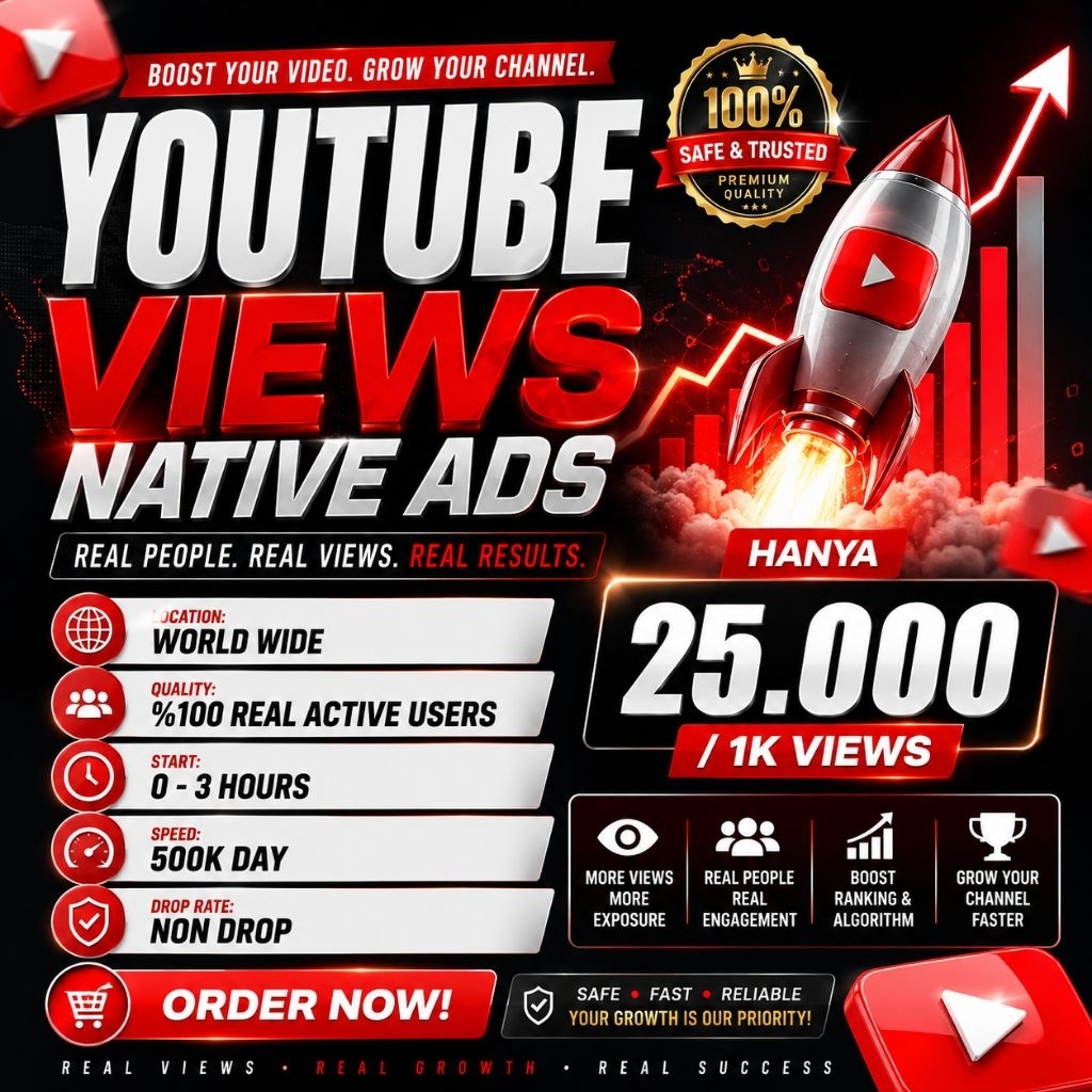 YouTube Views Native Ads 1K | View Real Active User Global | Non Drop | Start Cepat