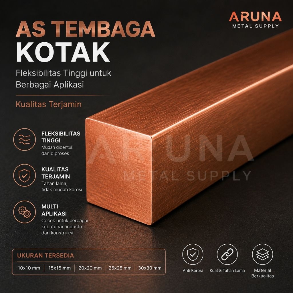As tembaga kotak 38mm x 38mm x 120mm