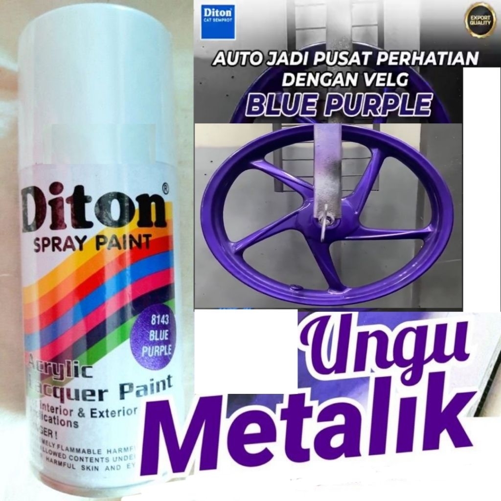 Pilok Ungu Blue Purple Metalik Diton 300cc Cat Semprot Velg Motor Perkakas