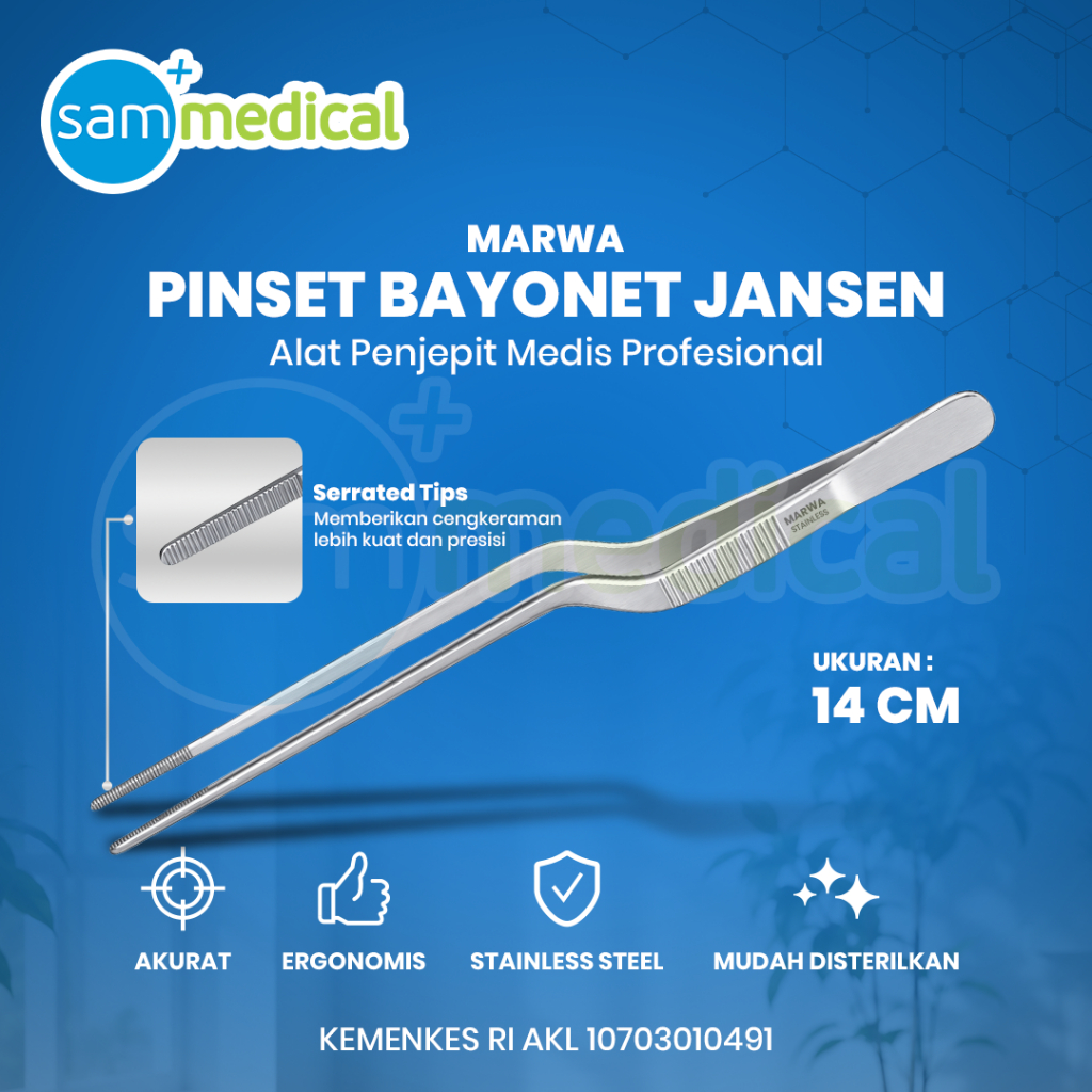 MARWA Pinset Bayonet Jansen / Pinset Hidung / Nasal Forcep