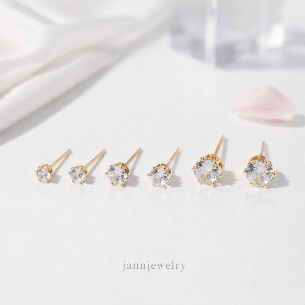 Anting Tusuk Giwang Titanium Ant Karat & Hitam Permata