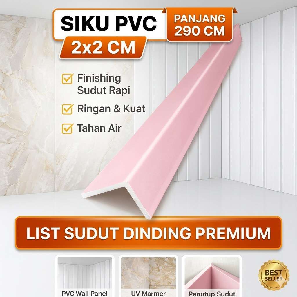 Siku L PVC – Lis Pelindung & Finishing Sudut Dinding/Lantai – Mega Home Interior