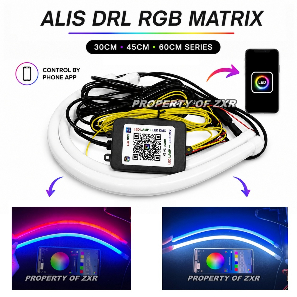 Lampu Alis Drl Matrix 210+ Mode Bisa Sein dan Welcome Light Alis Motor Rgb Bluetooth App
