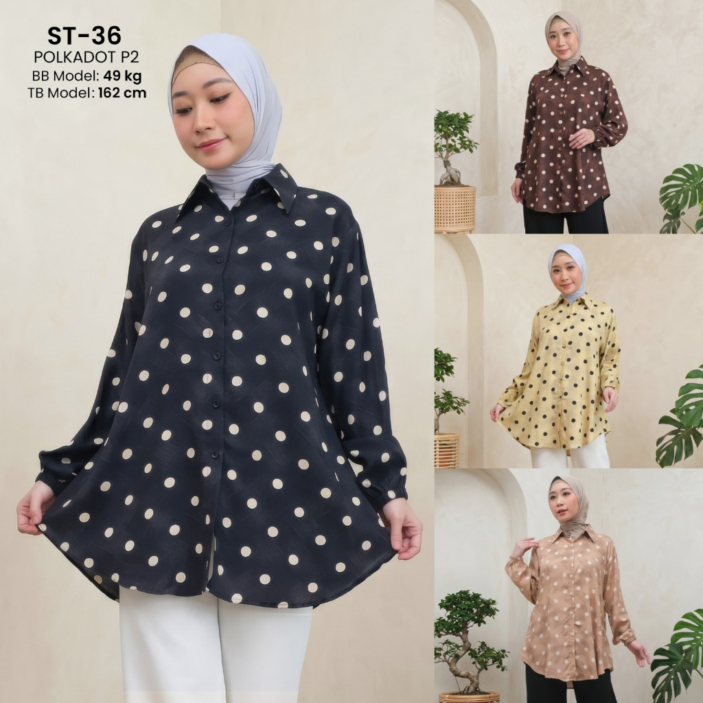 Trend ST-36 SemiTunik Blouse Rayon Premium LD120 LD110 Allsize Atasan Wanita Lengan Panjang