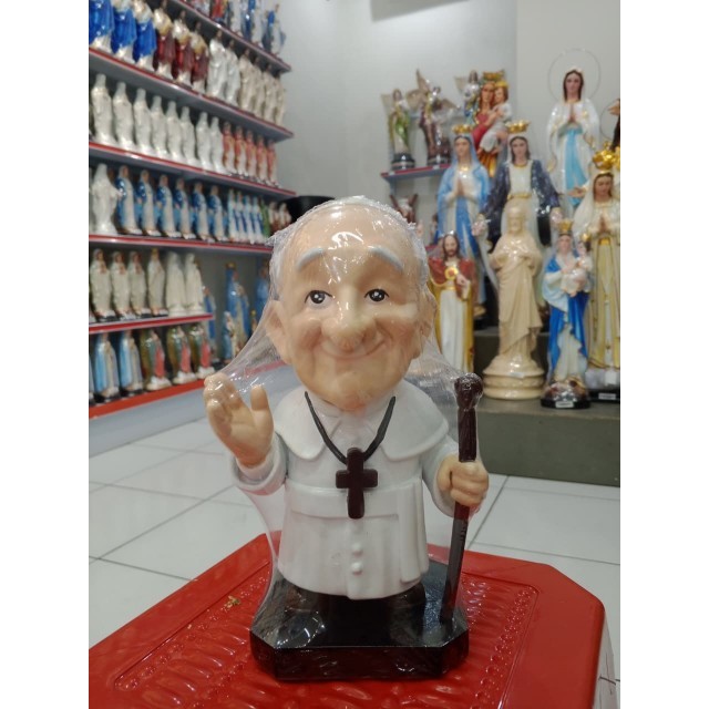 Yeraya Patung Pope Leo Kartun Padat Putih 25cm Patung Paus Patung Rohani Patung Katolik Hiasan rohan
