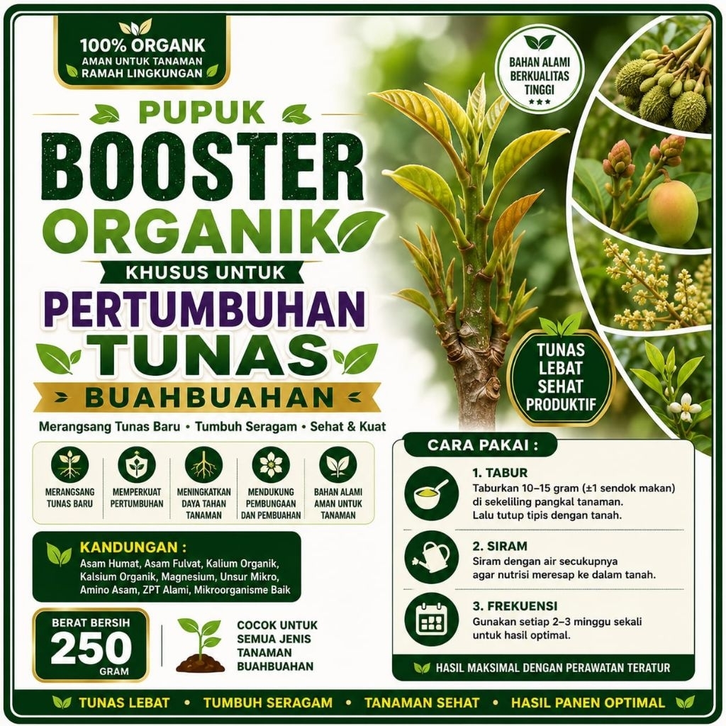 pupuk organik NUTRISI UNTUK PERTUMBUHAN TUNAS KEMASAN 250G. khusus untuk pertumbuhan tunas baru