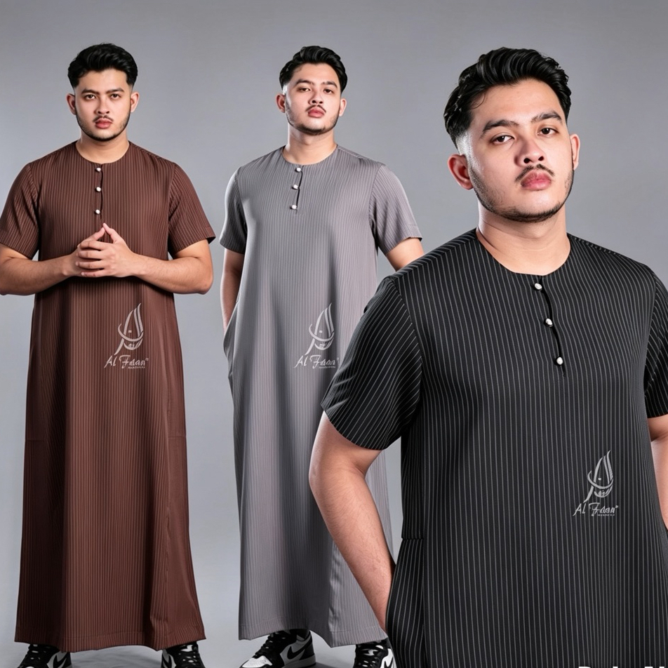 Jubah Pendek rayyan Slimfit wool Gamis Jubah Pria Muslim semi wool jubah alfaan gamis pria Alzan bus