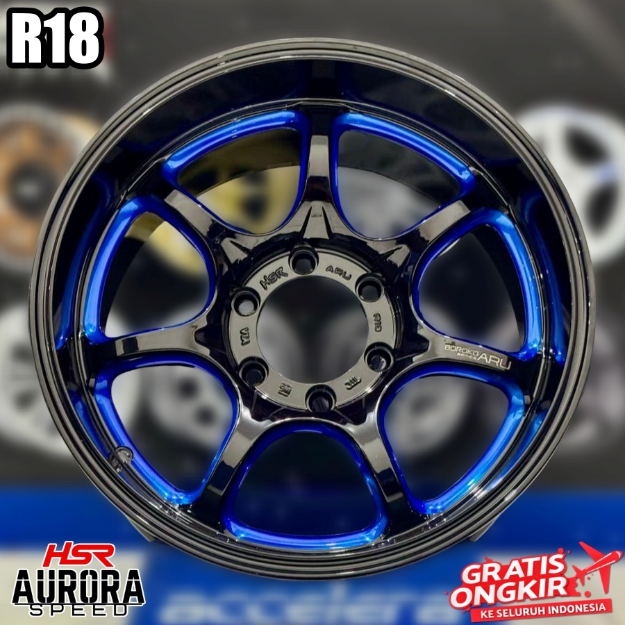 Velg mobil HSR ARU R18 pcd 6X139 Black Blue Pelek ring 18 Fortuner Hilux Ranger Triton Pajero Dmax