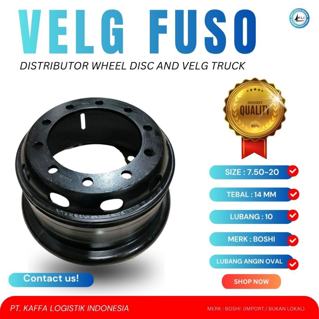 VELG FUSO/HINO RING 20 LUBANG 10 TEBAL 14MM LUBANG ANGIN STANDAR