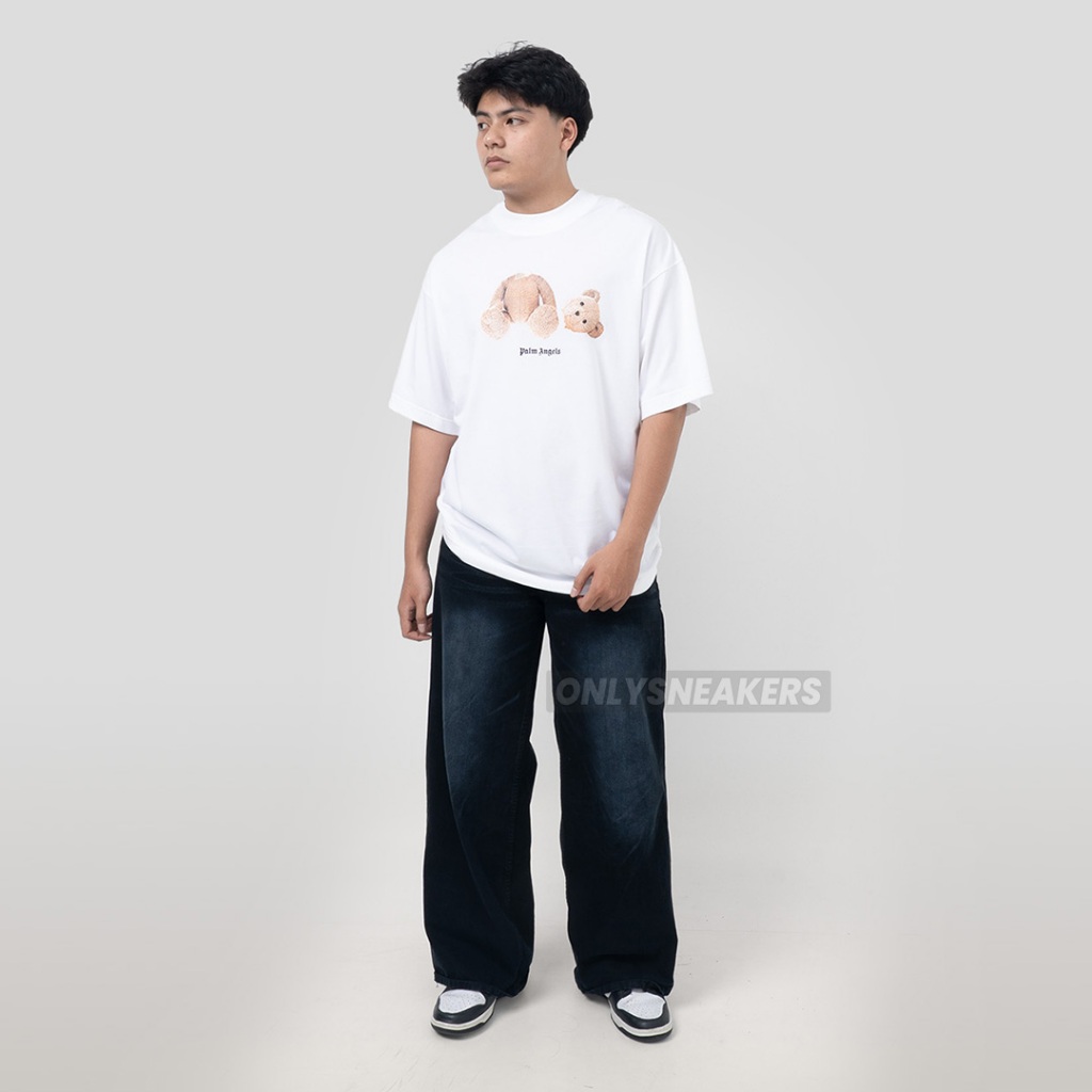 PALM ANGELS LOGO KILL THE BEAR WHITE TEE