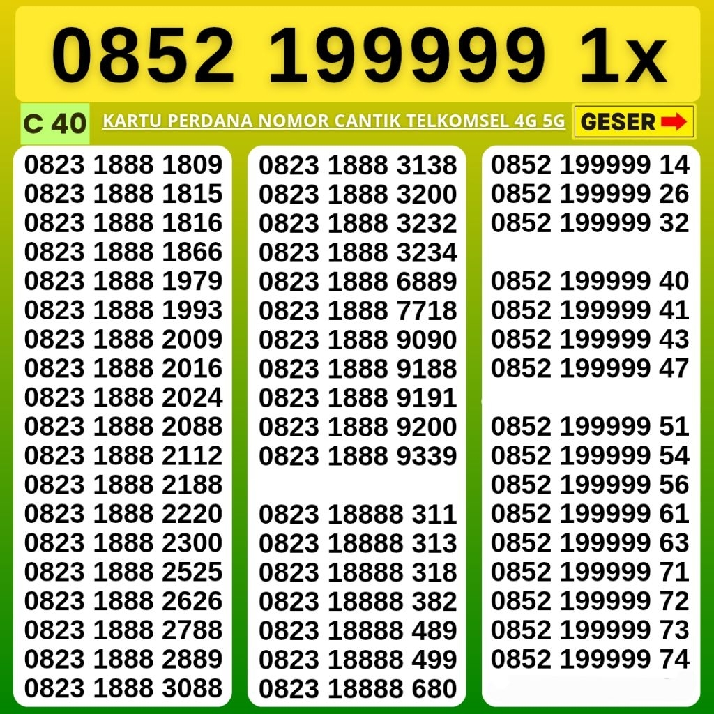 NOMOR CANTIK SIMPATI SUPER 199999 NOMOR 11 digit 12digit TELKOMSEL 4G 5G NOCAN SIMPATI NOMER TELKOMS