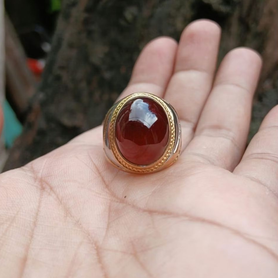 cincin batu red garnet kantoran original