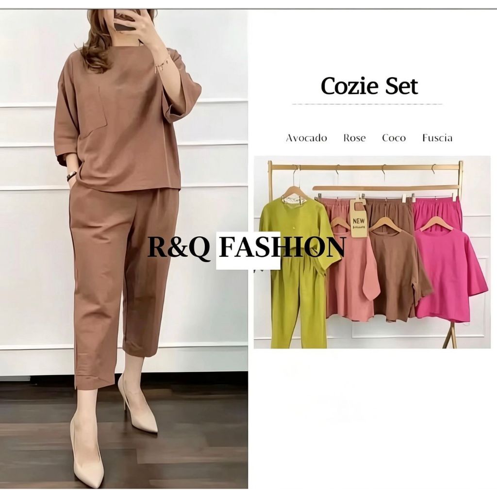 Cozie One Set Setelan Wanita Katun Linen Premium Terlaris