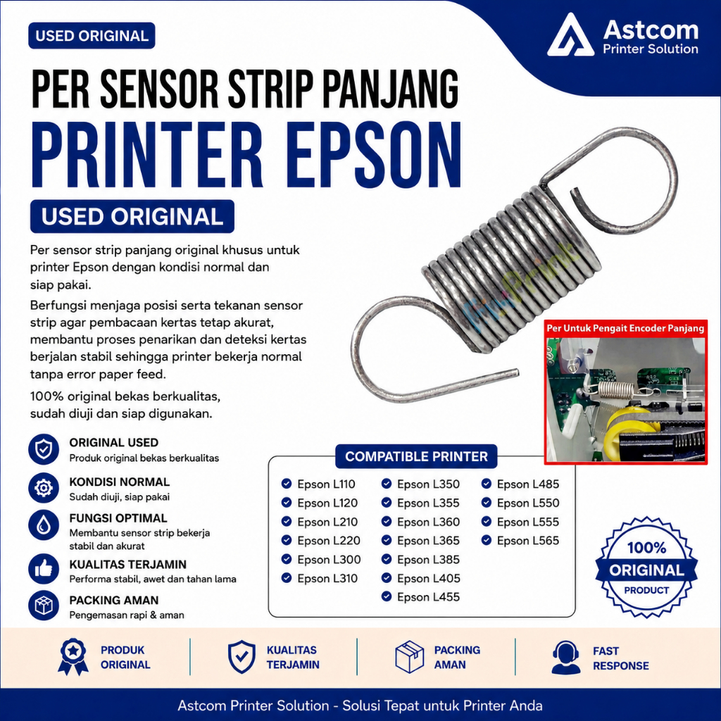 Spring Per Sensor Strip Panjang Epson L110 L120 L210 L360 L565 Sparepart Printer Used Original