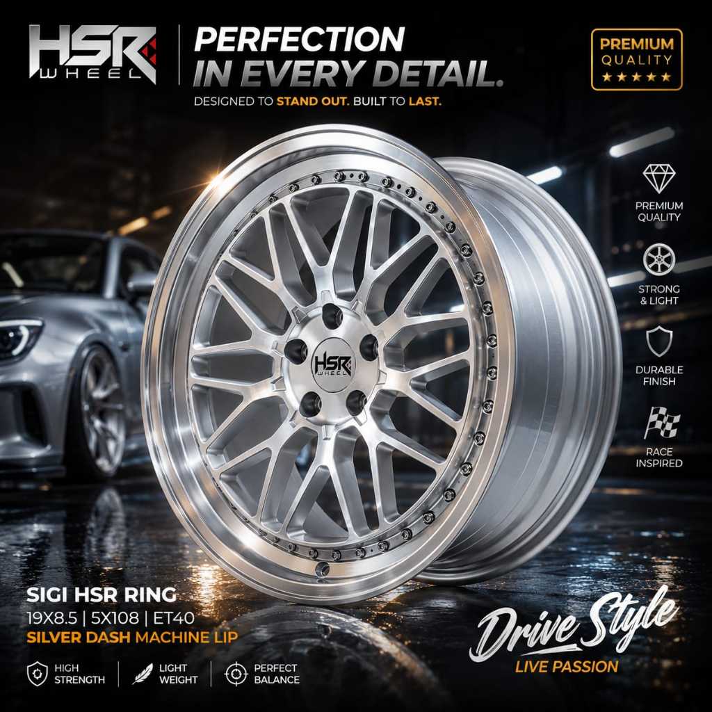 Velg ring 19 lebar 8,5 pcd 5X108 et 40 silver dash machine lip