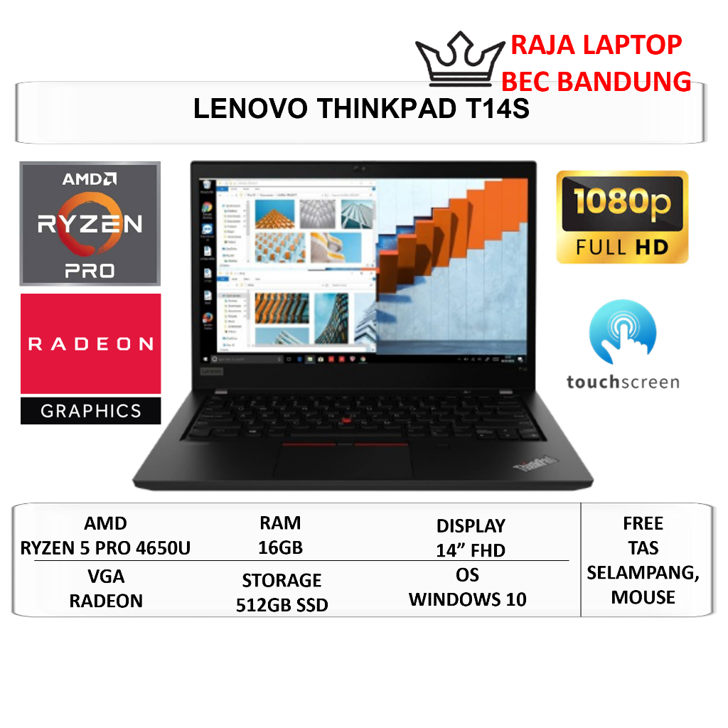 Laptop Lenovo Thinkpad T14 T14S Ryzen 5 Pro 16GB 512GB SSD 14" FHD Windows 10 Pro