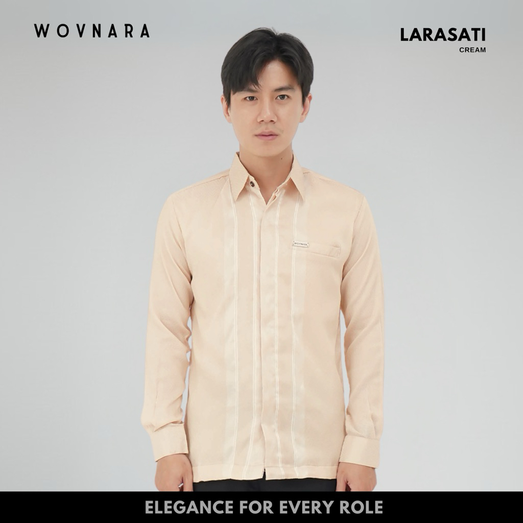 WOVNARA Tenun Premium Larasati - Kemeja Tenun Songket Baron Pria Lengan Panjang