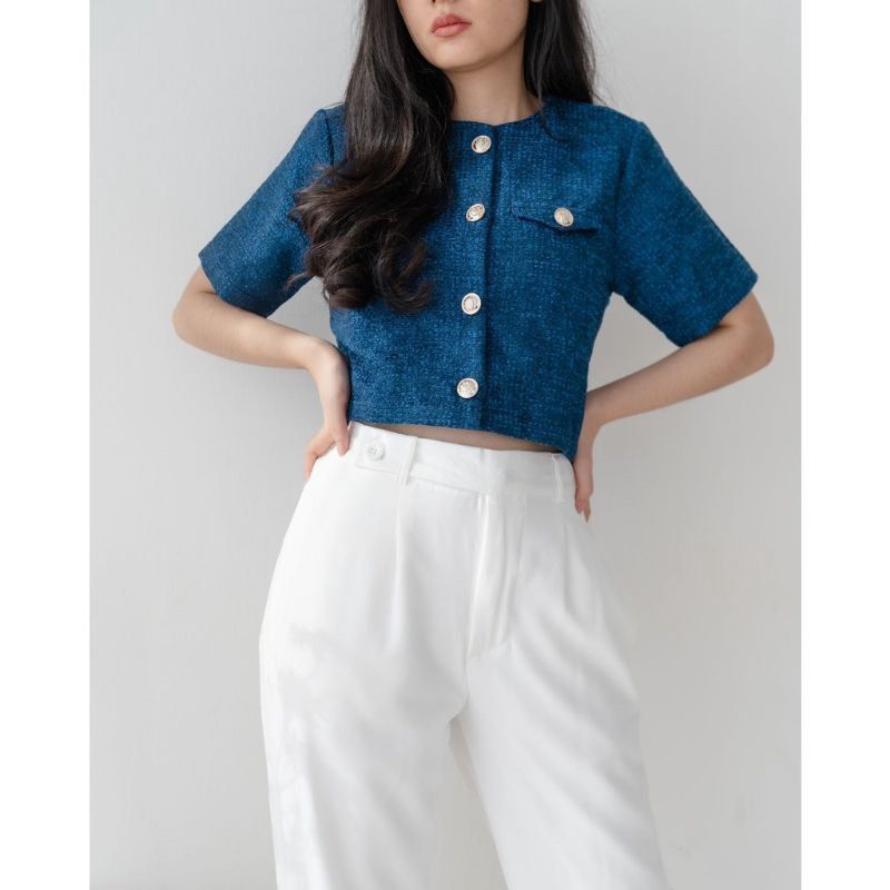 Tweed top blue pl
