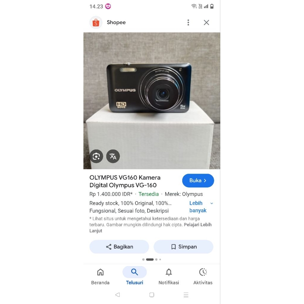 Camera Digicam Pocket Olympush VG-160