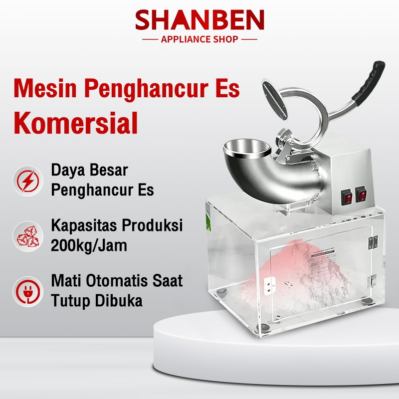 SHANBEN Mesin Es Serut Listrik Komersial Bisa Menyimpan Es Beku Mesin Es Serut Halus Mesin Penghancu