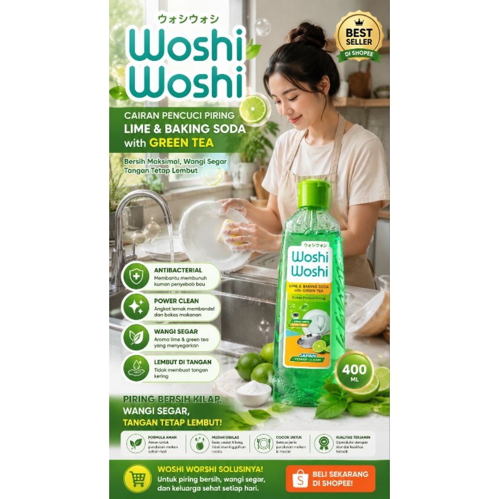 Cairan Pencuci Piring Woshi Woshi Kemasan Botol 400ml