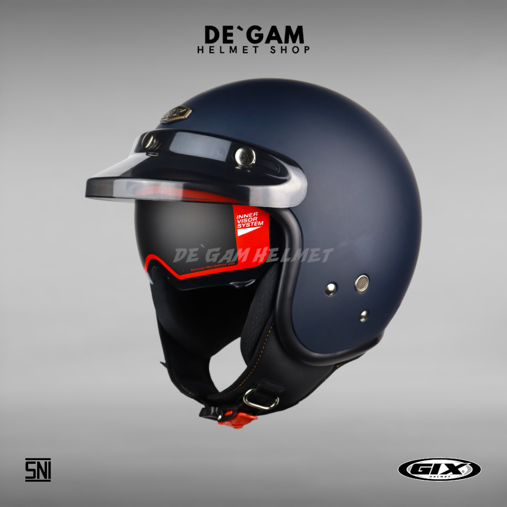 GIX Rovelo Solid - Blue Navy Doff - Helm Retro - Helm Bogo