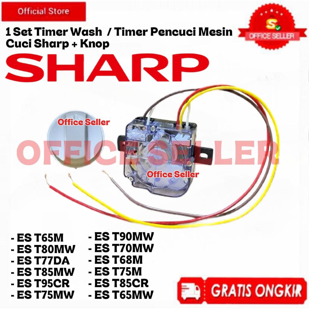 1 Set Timer Mesin Cuci Sharp + Knop / Timer Wash Mesin Cuci Sharp / Timer Pencuci Mesin Cuci 1 Paket