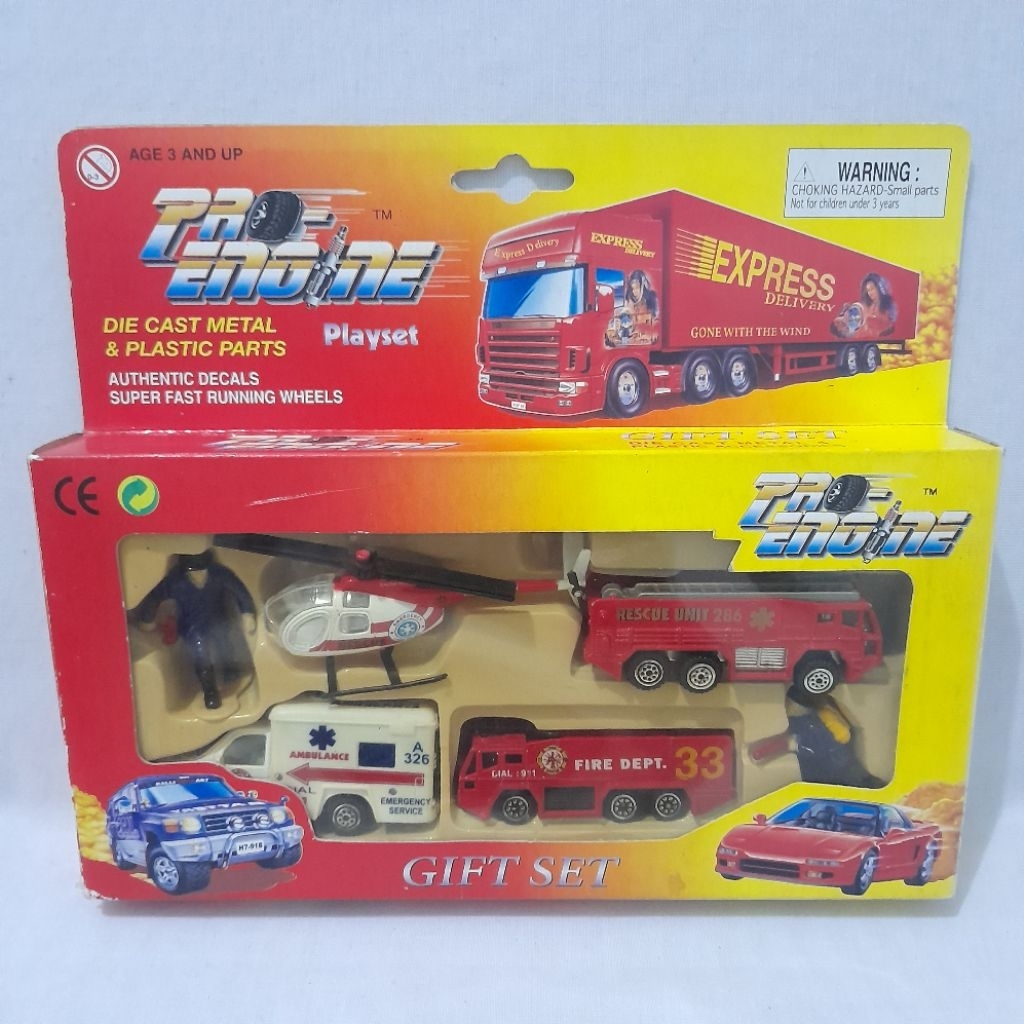 Pioneer Pro Engine Playset Gift Set Rescue Unit Fire Dept Ambulance Helicopter Item No. PT-208 - Pac