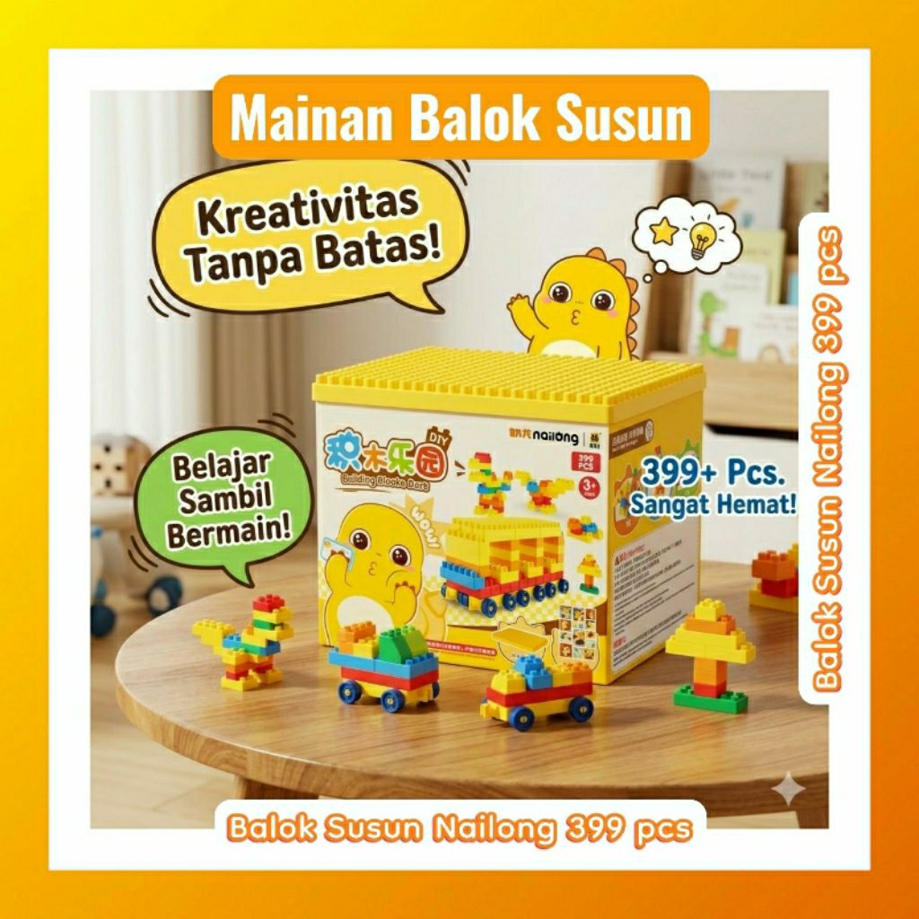 MAINAN ANAK - Balok Susun Nailong - Mr. Man DIY Building Blocks 399 pcs