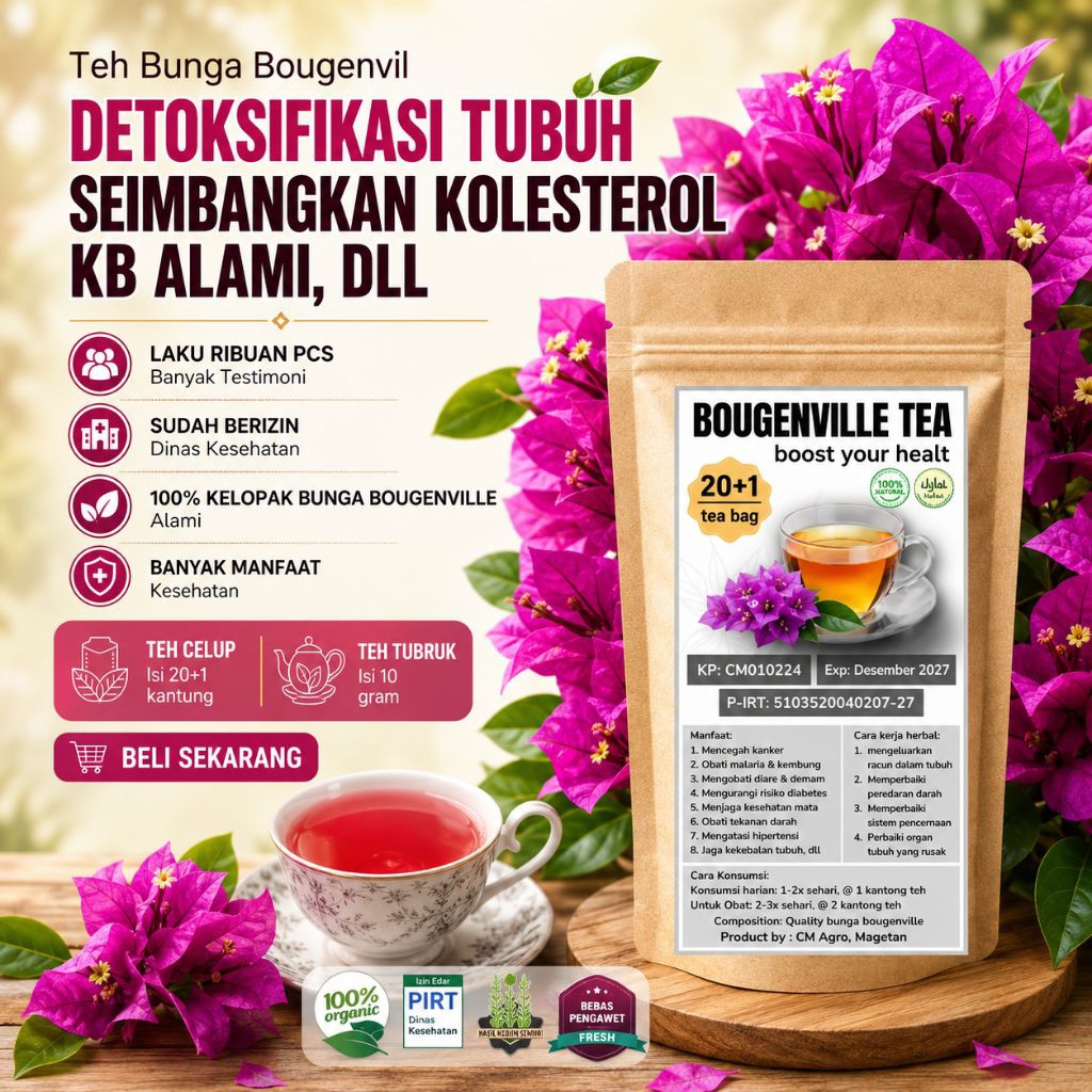 Teh Herbal Menyehatkan, Meredakan Batuk, panas dalam, KB alami | Bunga Bugenvil (kertas) Murni